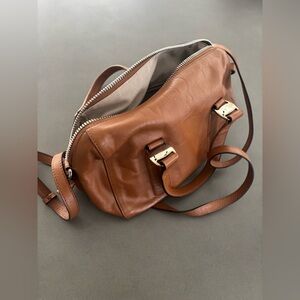 Salvatore Ferragamo Brown Leather Satchel Crossbody Bag Italy